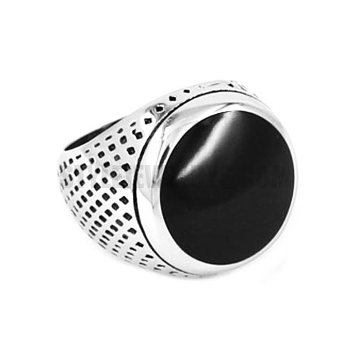 Stainless Steel Mens Ring, Color Black Siliver SWR0503 - Click Image to Close
